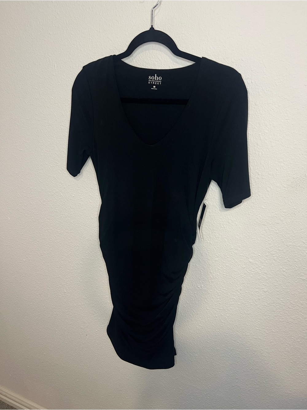New York & Company SOHO Street Black V-Neck Short Sleeve Dress